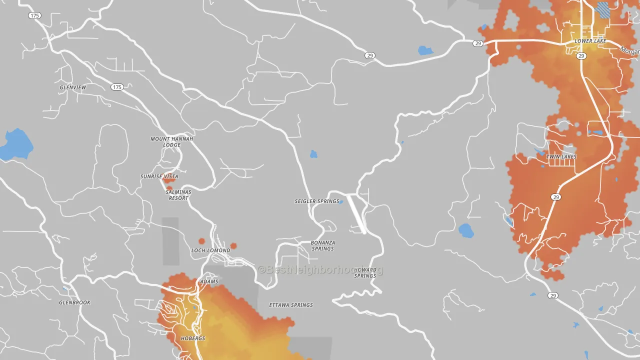 Bike Grade map of Seigler Springs, CA
