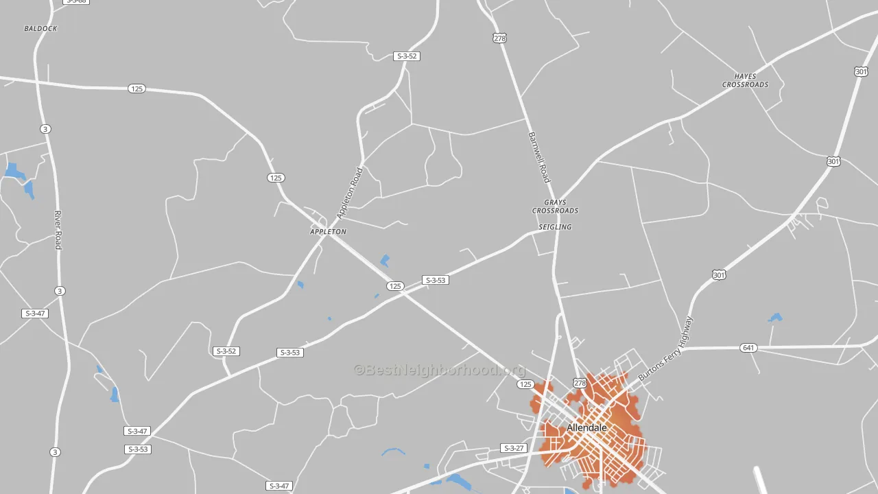 Bike Grade map of Seigling, SC