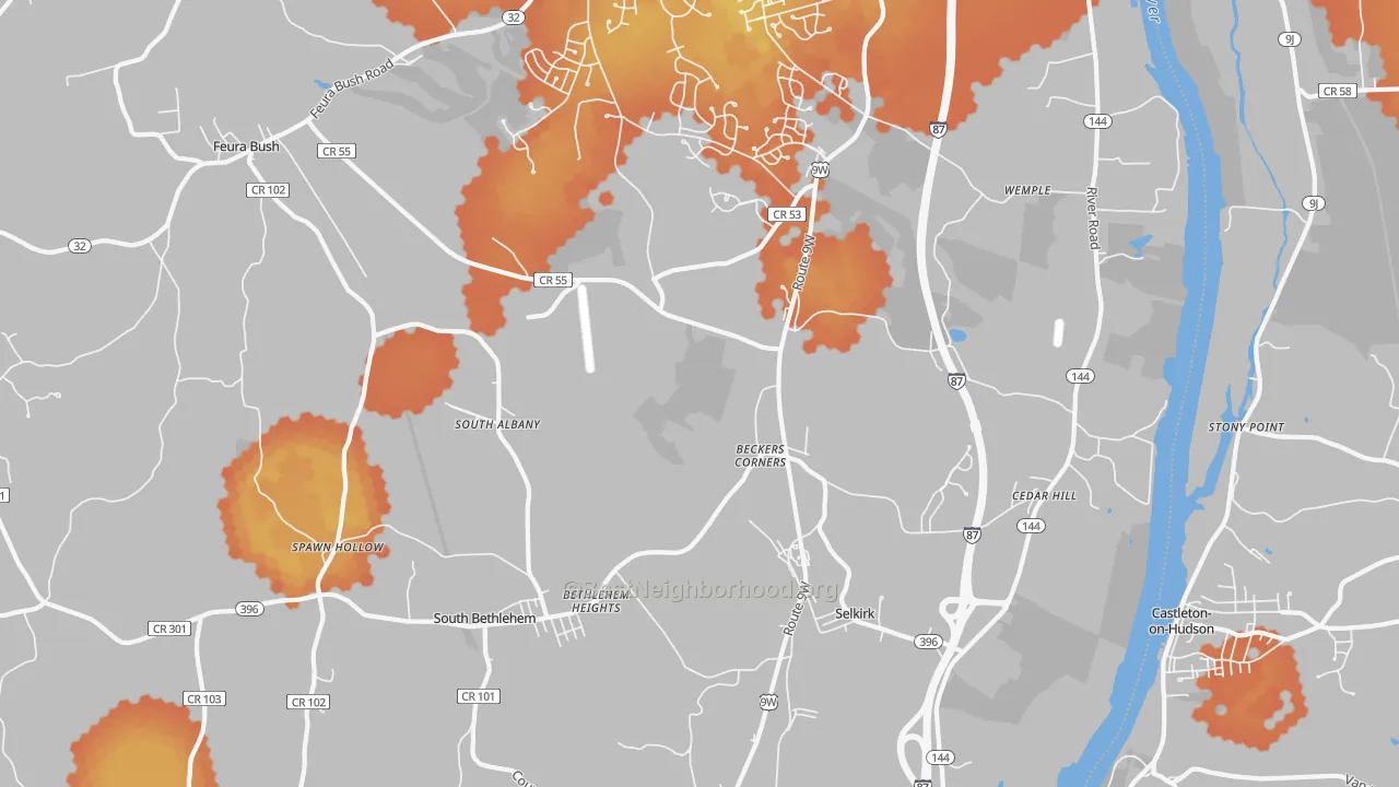 Bike Grade map of Selkirk, NY