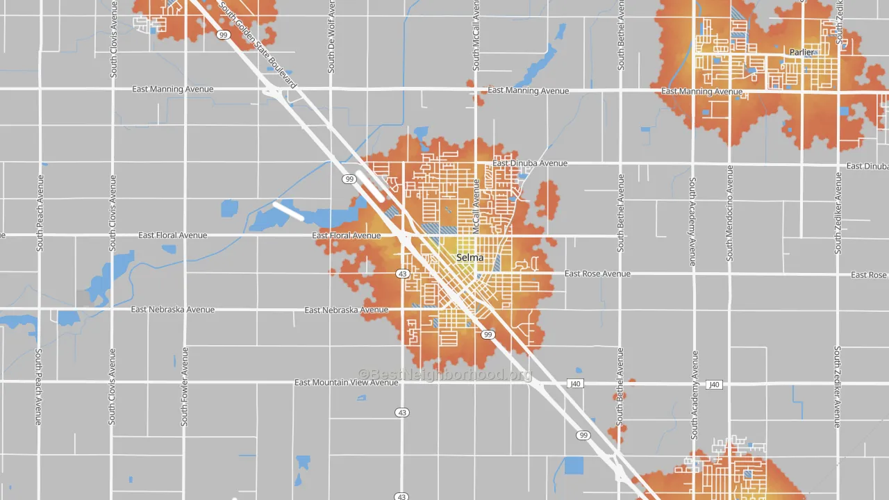 Bike Grade map of Selma, CA