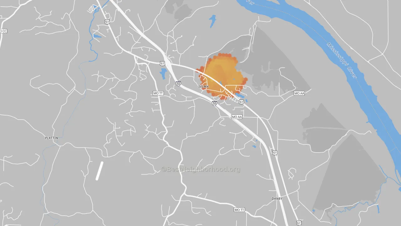 Bike Grade map of Selma, MO