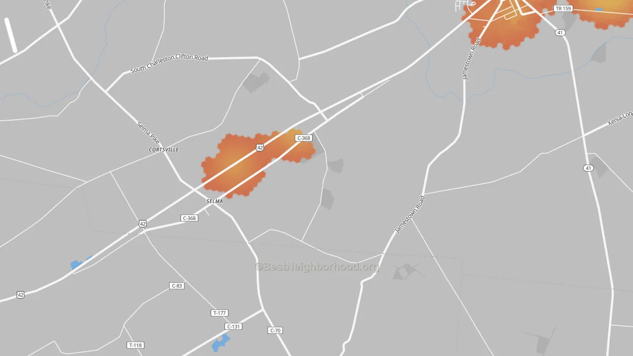 Bike Grade map of Selma, OH