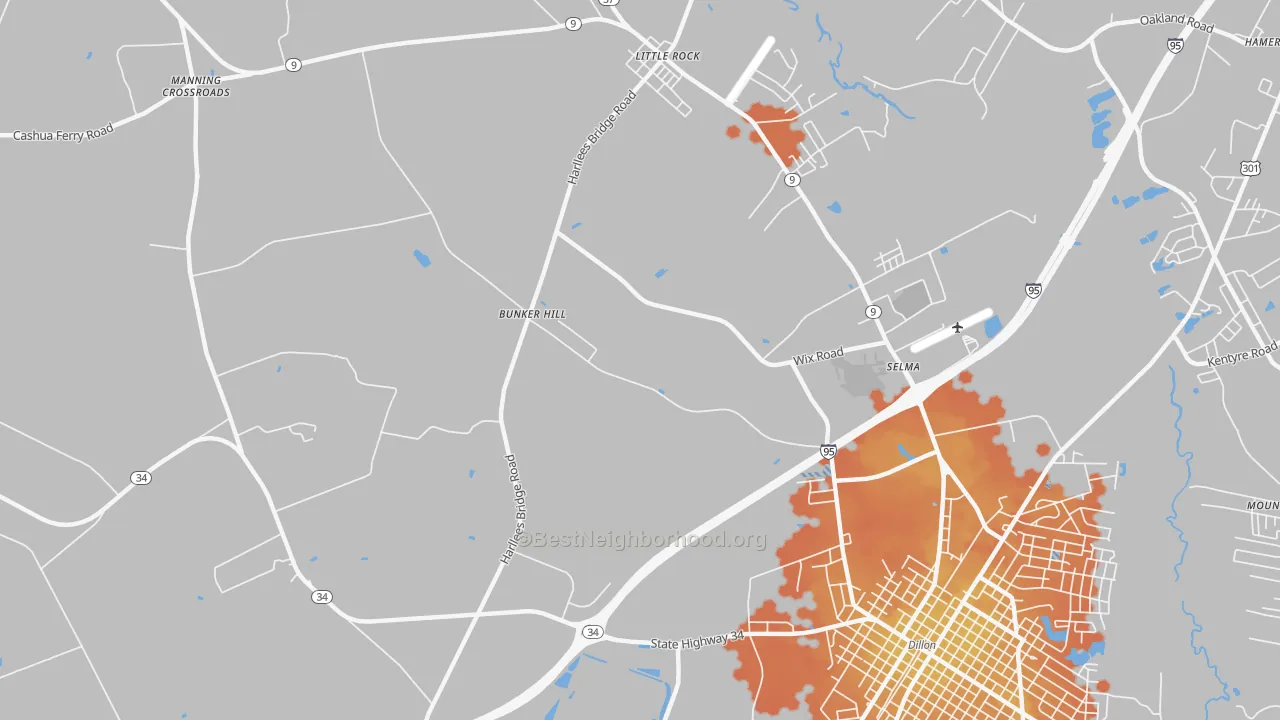 Bike Grade map of Selma, SC