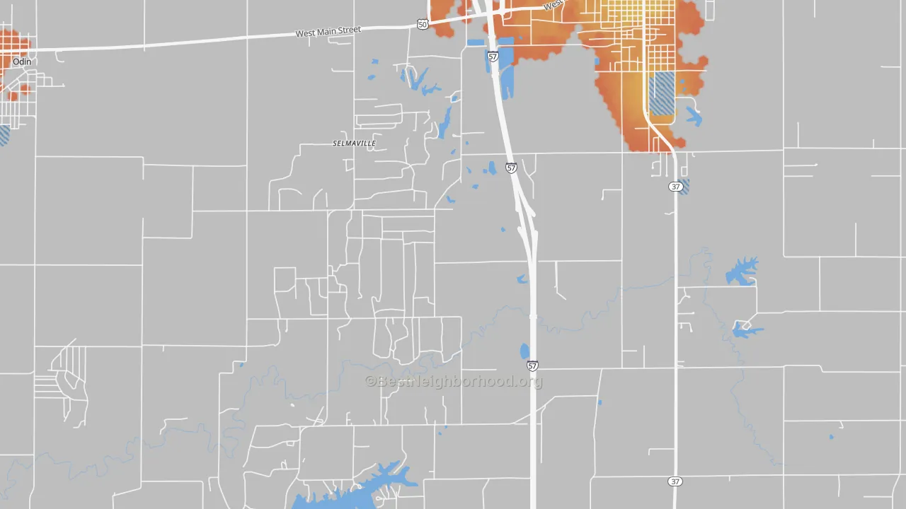 Bike Grade map of Selmaville, IL