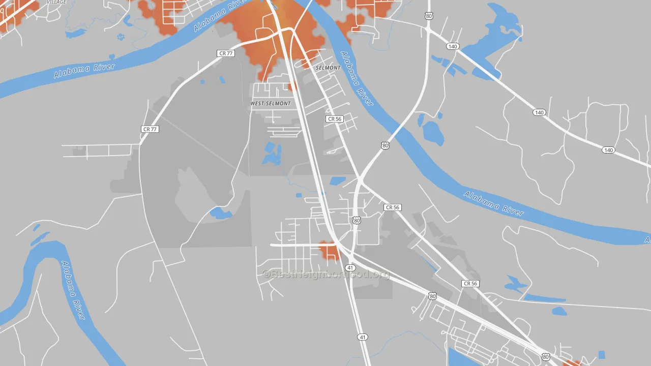 Bike Grade map of Selmont-West Selmont, AL