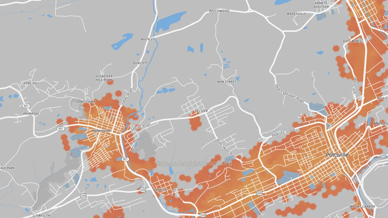 Bike Grade map of Seltzer, PA