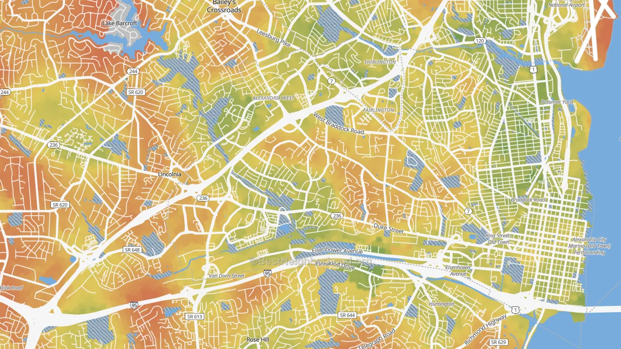 Bike Grade map of Seminary Hill, Alexandria, VA
