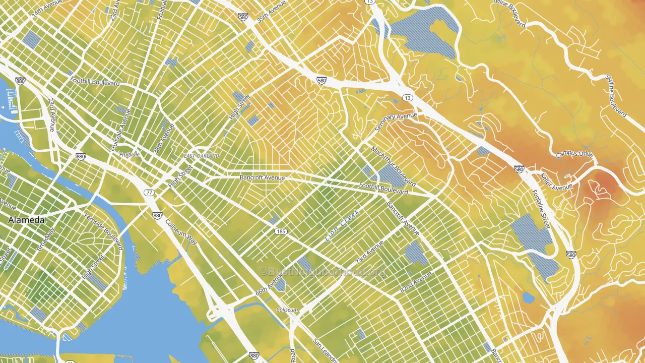 Bike Grade map of Seminary, Oakland, CA