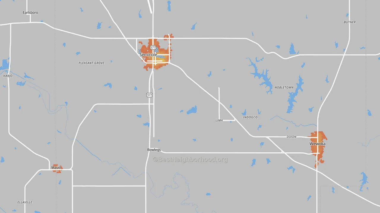 Bike Grade map of Seminole County, OK