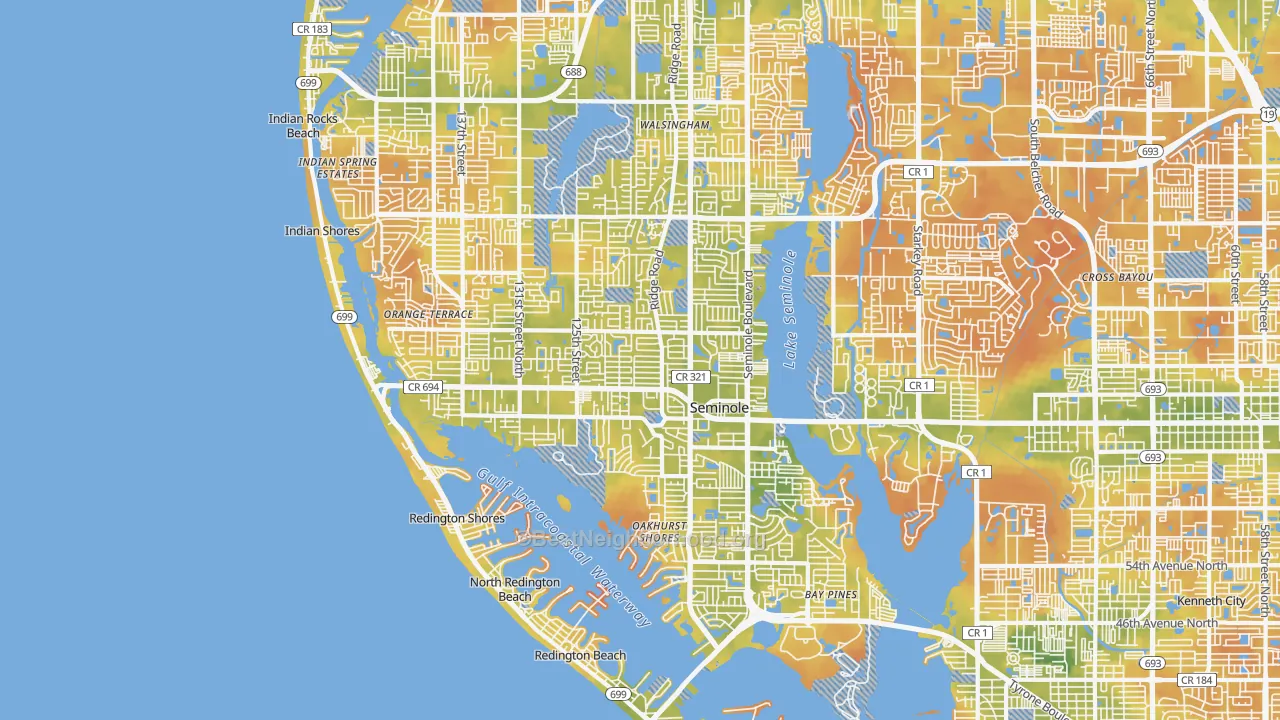 Bike Grade map of Seminole, FL