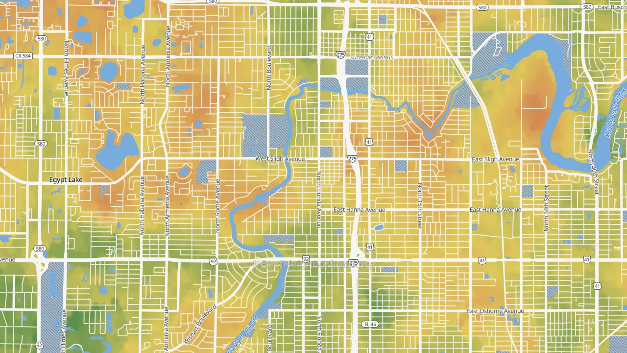 Bike Grade map of Seminole Heights, Tampa, FL