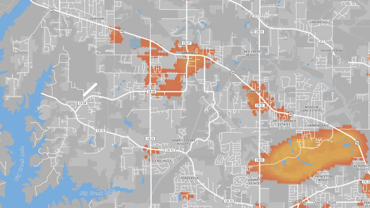 Bike Grade map of Semmes, AL