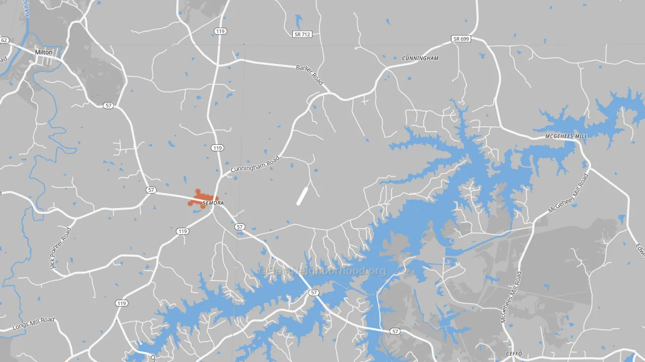 Bike Grade map of Semora, NC