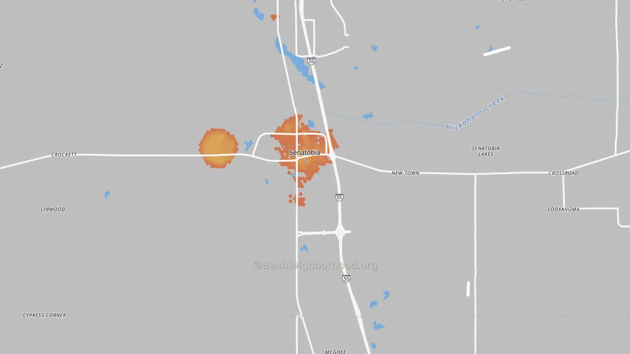 Bike Grade map of Senatobia, MS