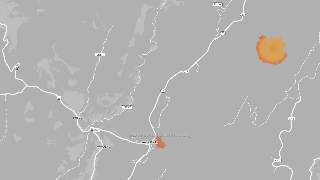Bike Grade map of Seneca Rocks, WV