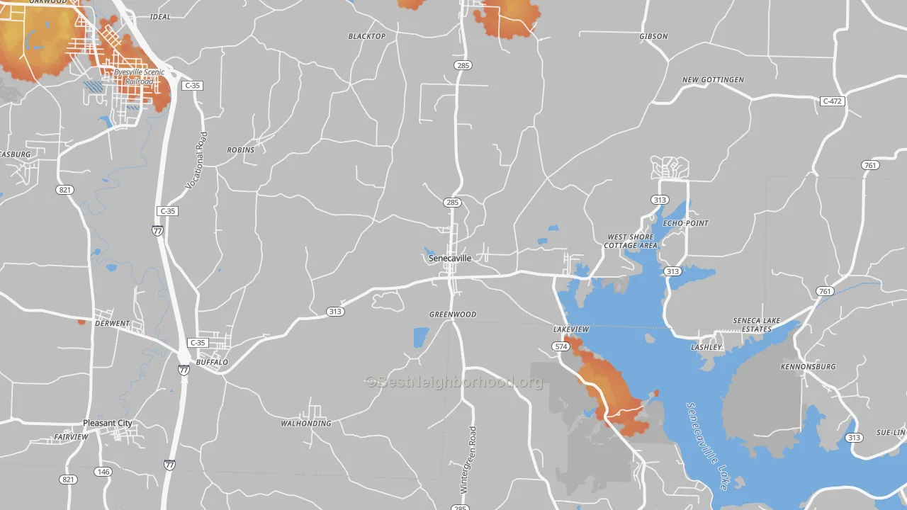 Bike Grade map of Senecaville, OH