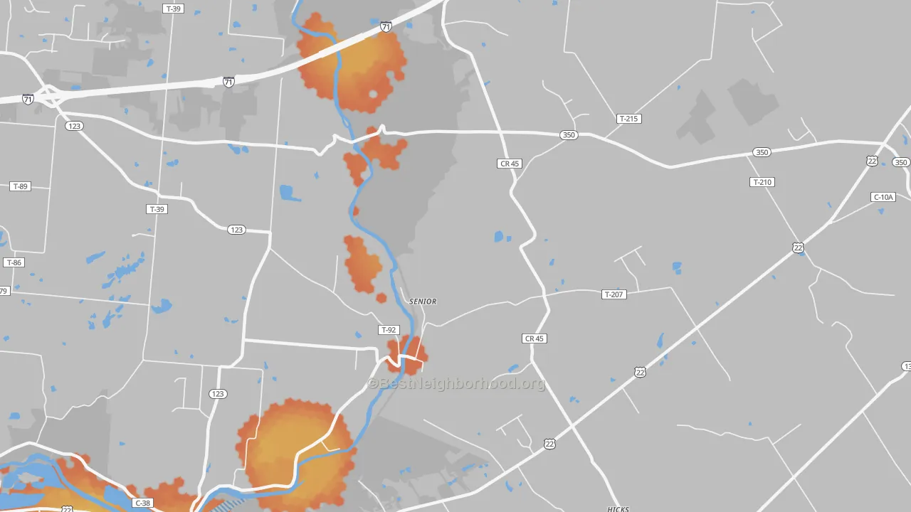 Bike Grade map of Senior, OH