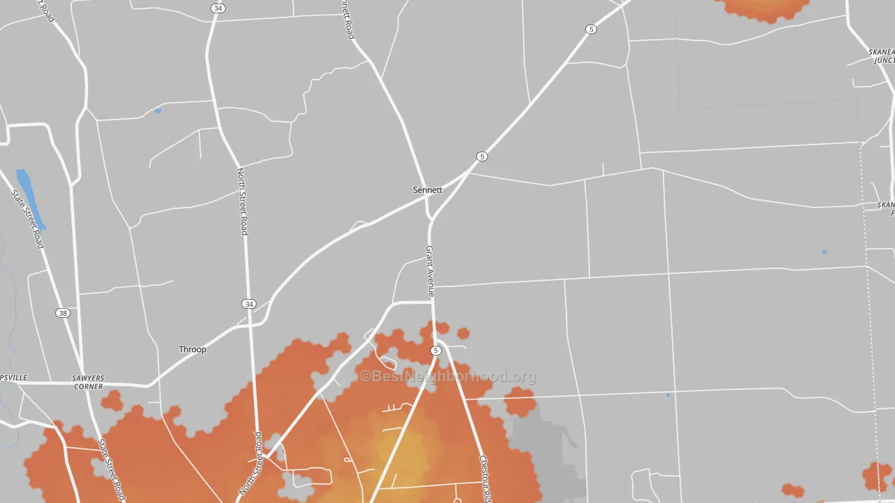 Bike Grade map of Sennett, NY