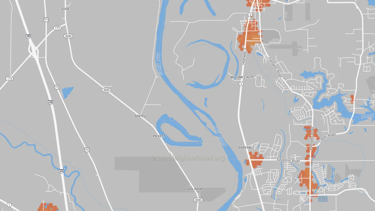Bike Grade map of Sentell, LA