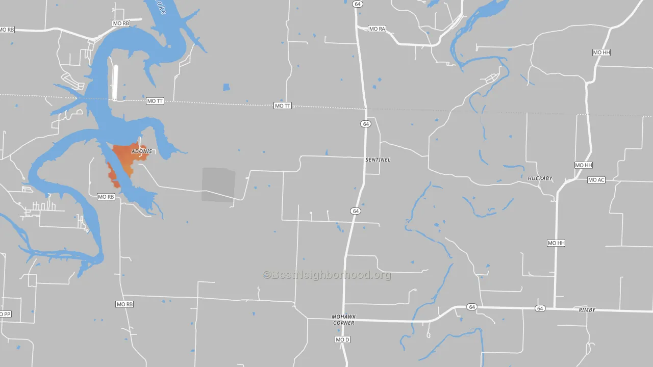 Bike Grade map of Sentinel, MO
