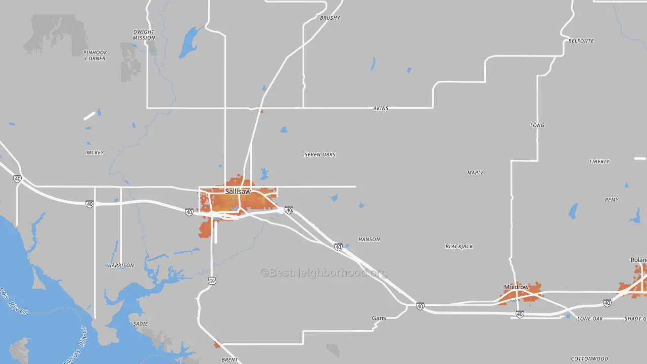 Bike Grade map of Sequoyah County, OK