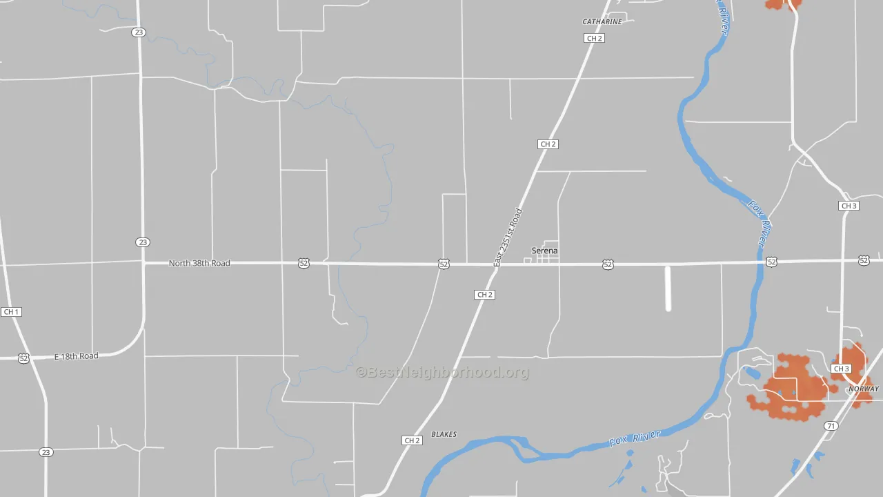 Bike Grade map of Serena, IL