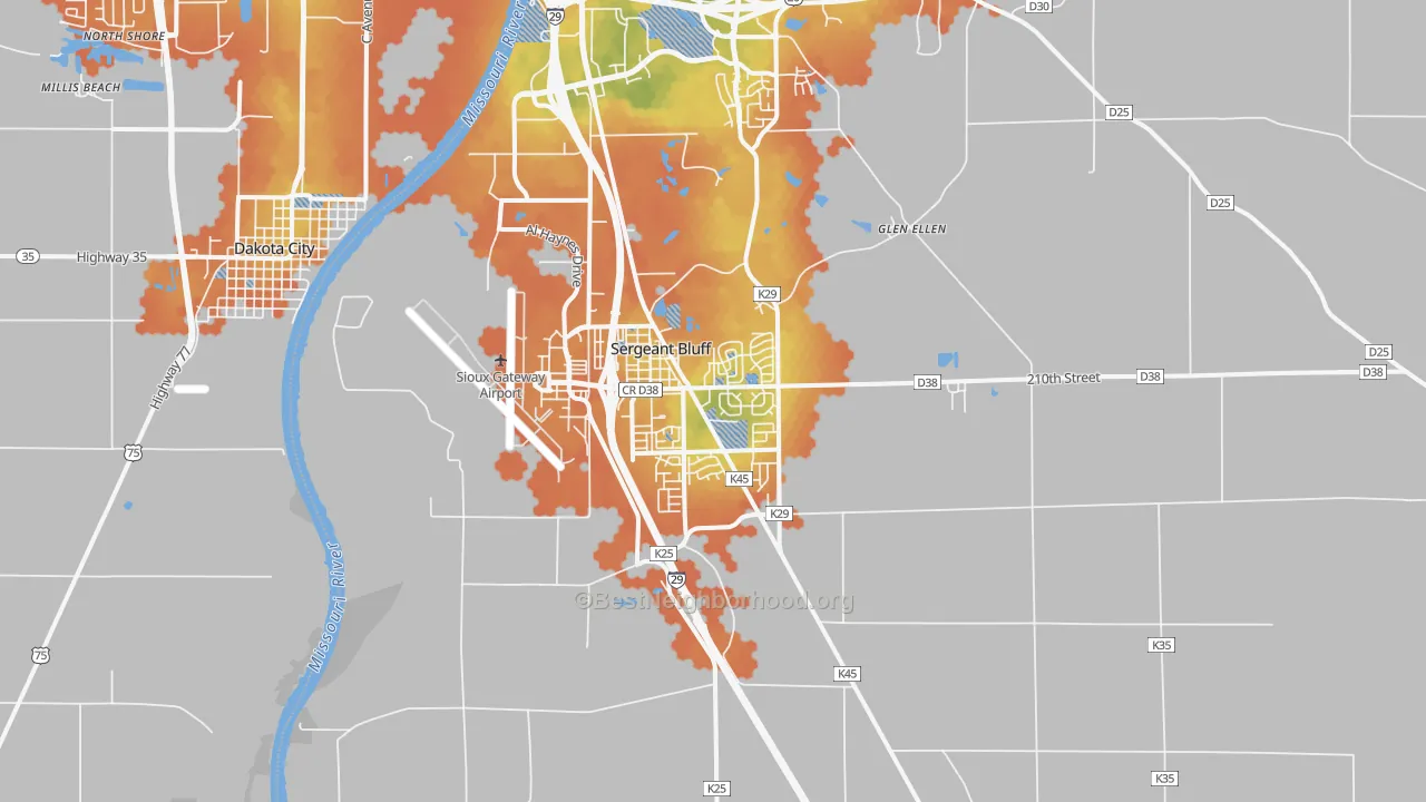 Bike Grade map of Sergeant Bluff, IA