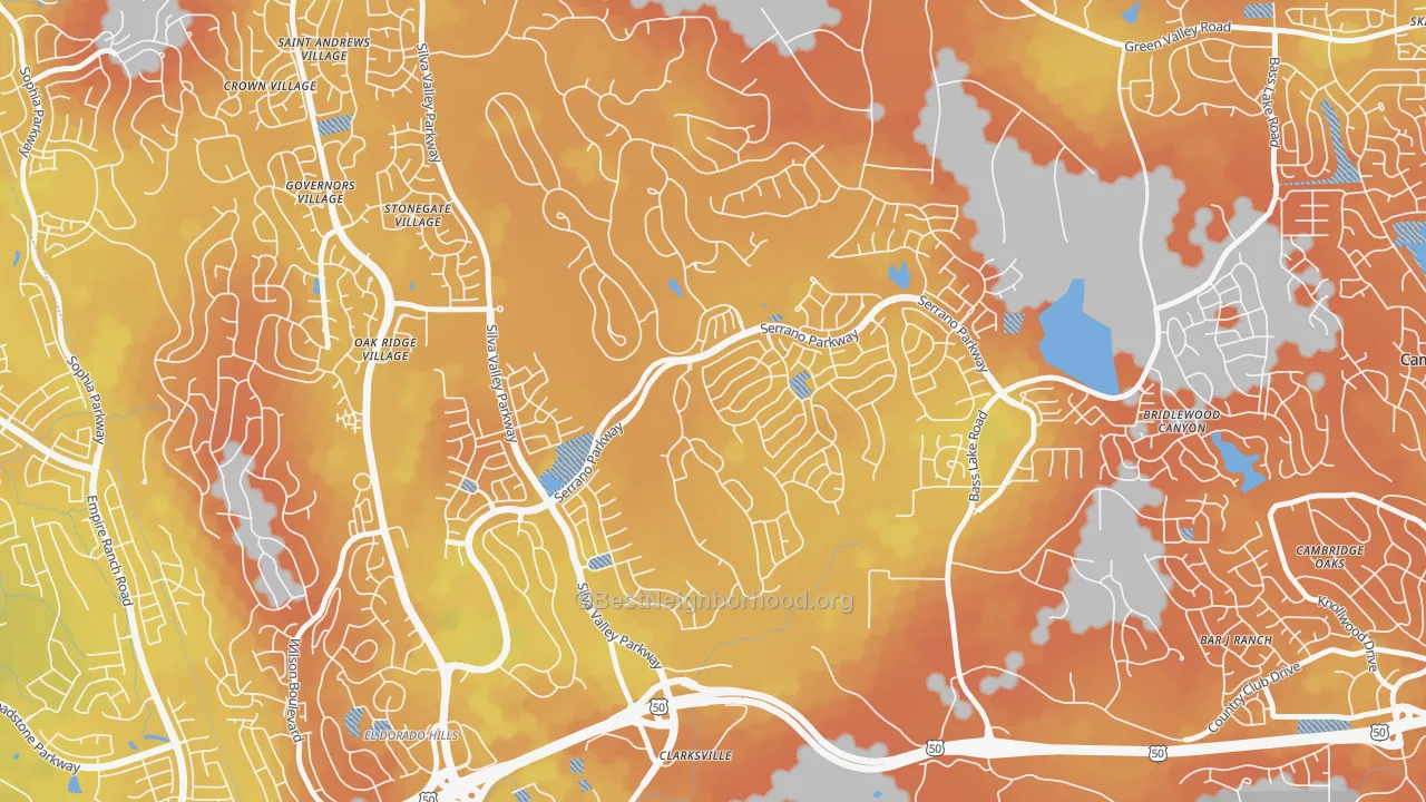 Bike Grade map of Serrano Village, El Dorado Hills, CA