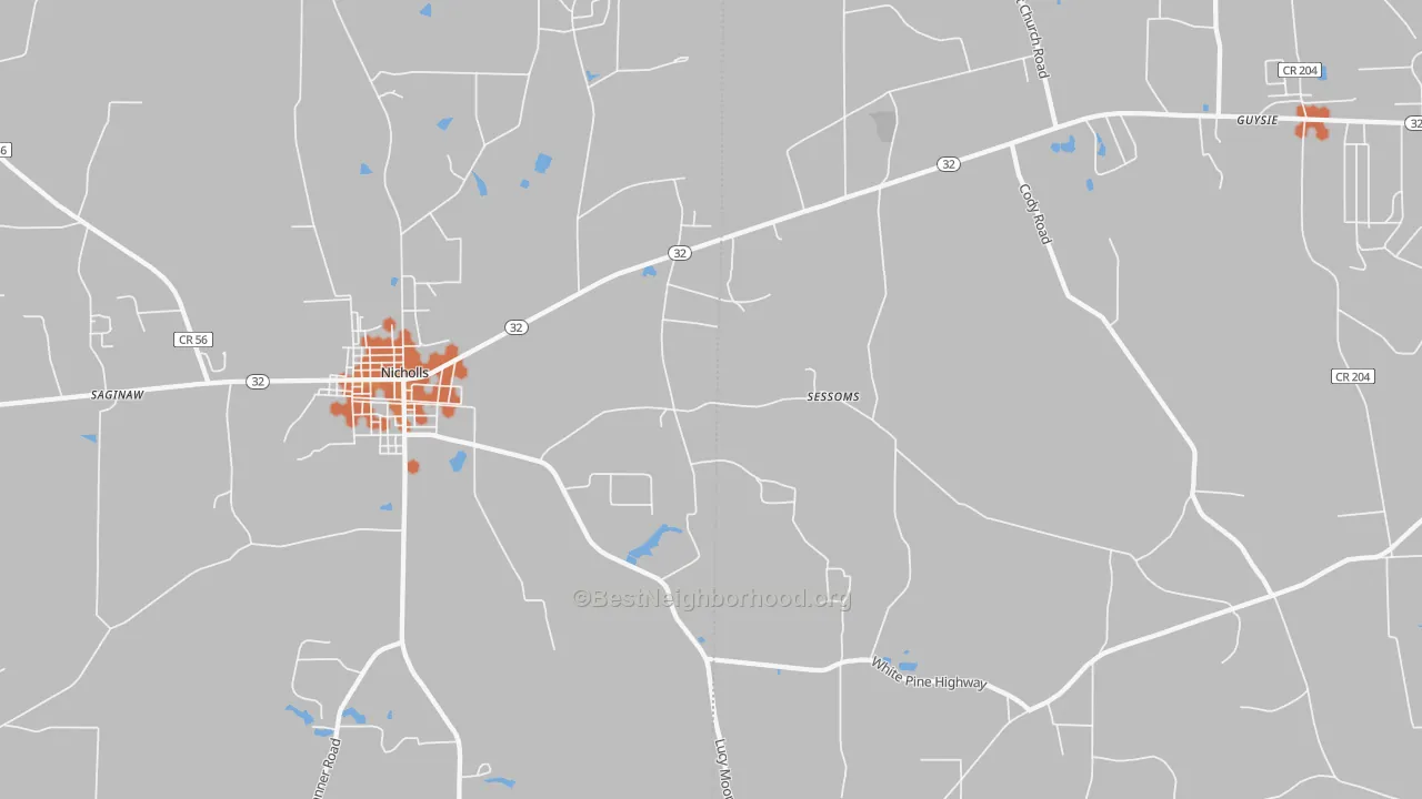 Bike Grade map of Sessoms, GA