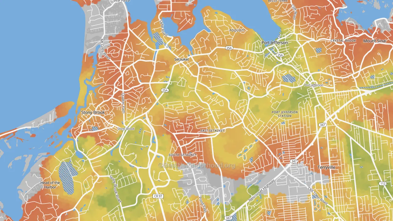 Bike Grade map of Setauket-East Setauket, NY