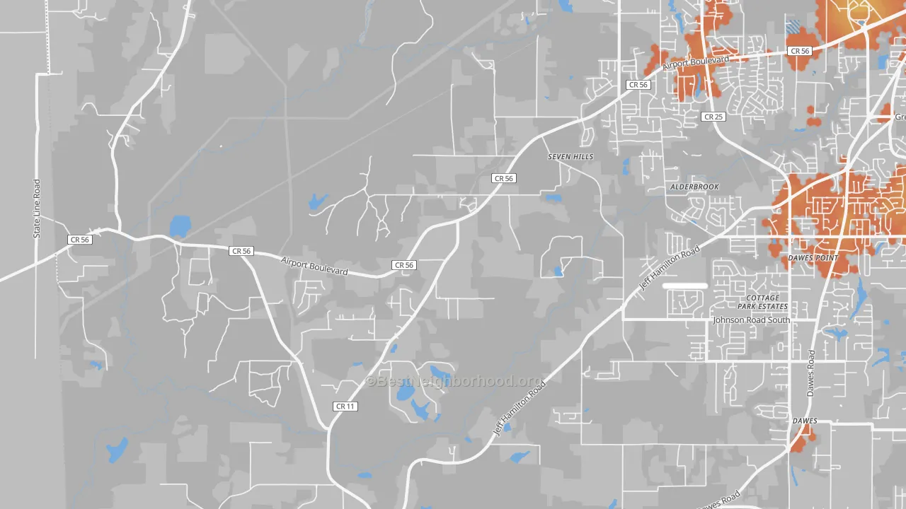 Bike Grade map of Seven Hills, AL