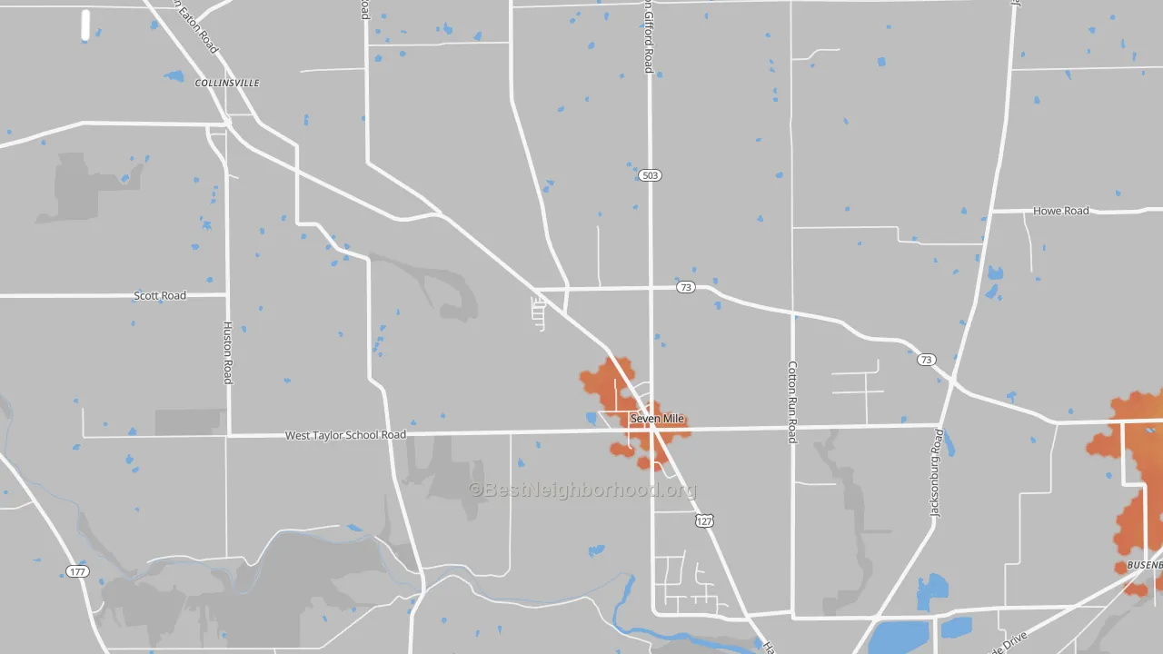 Bike Grade map of Seven Mile, OH
