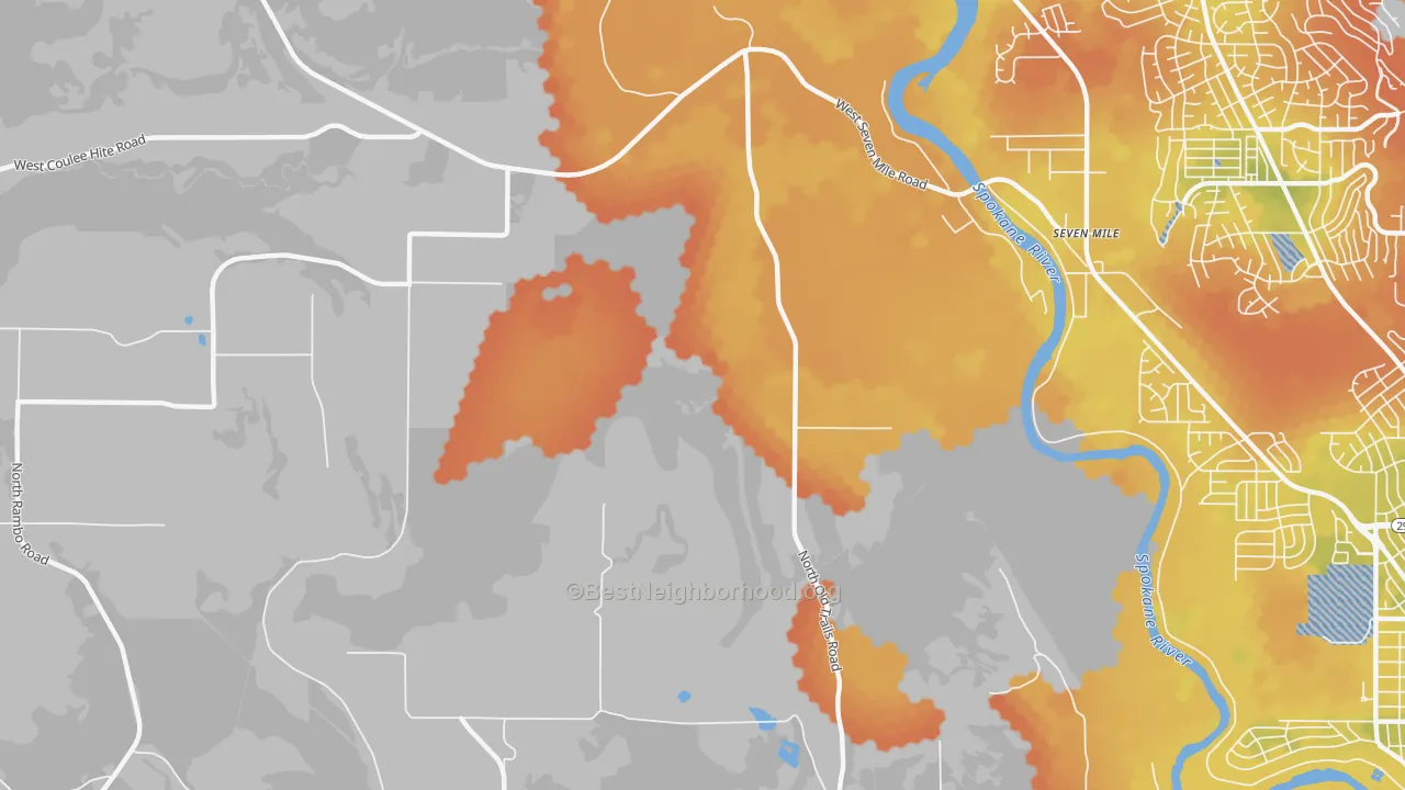 Bike Grade map of Seven Mile, WA