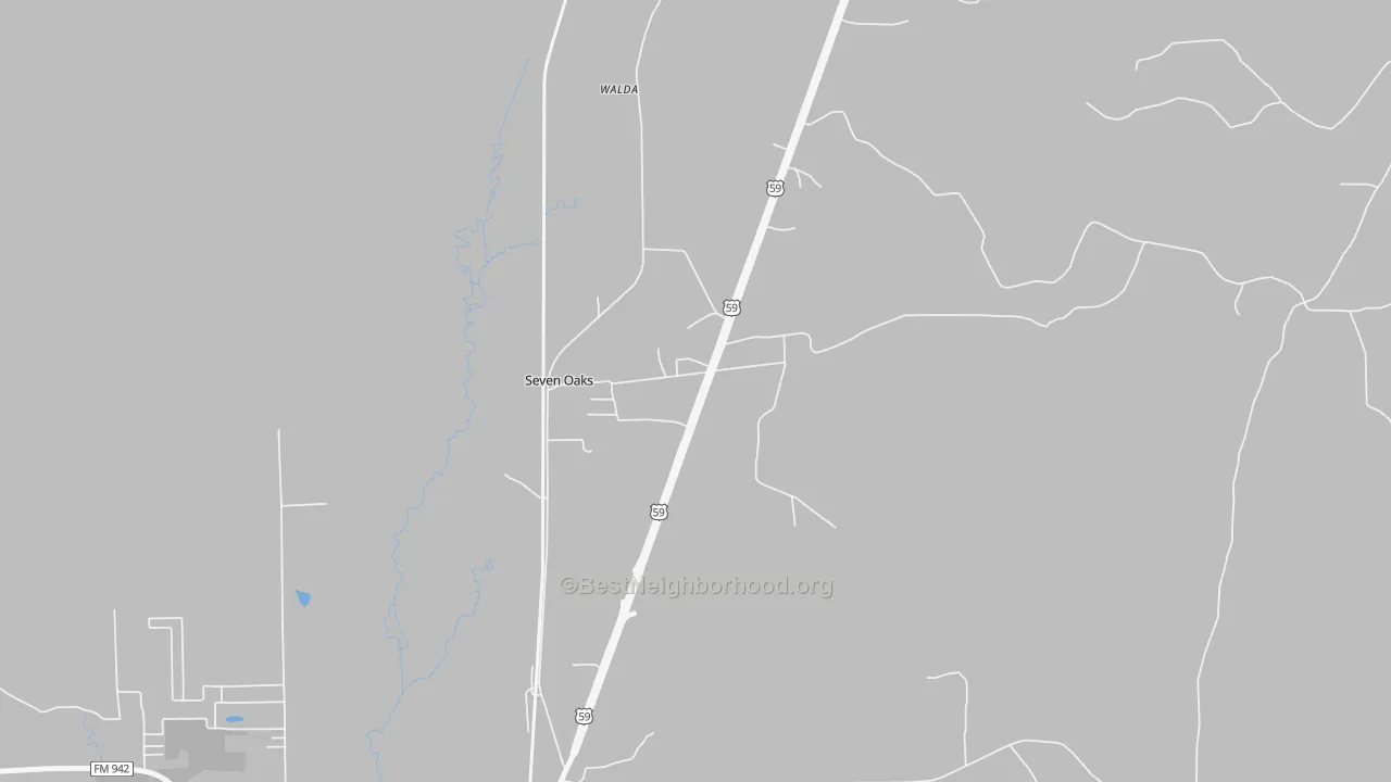 Bike Grade map of Seven Oaks, TX