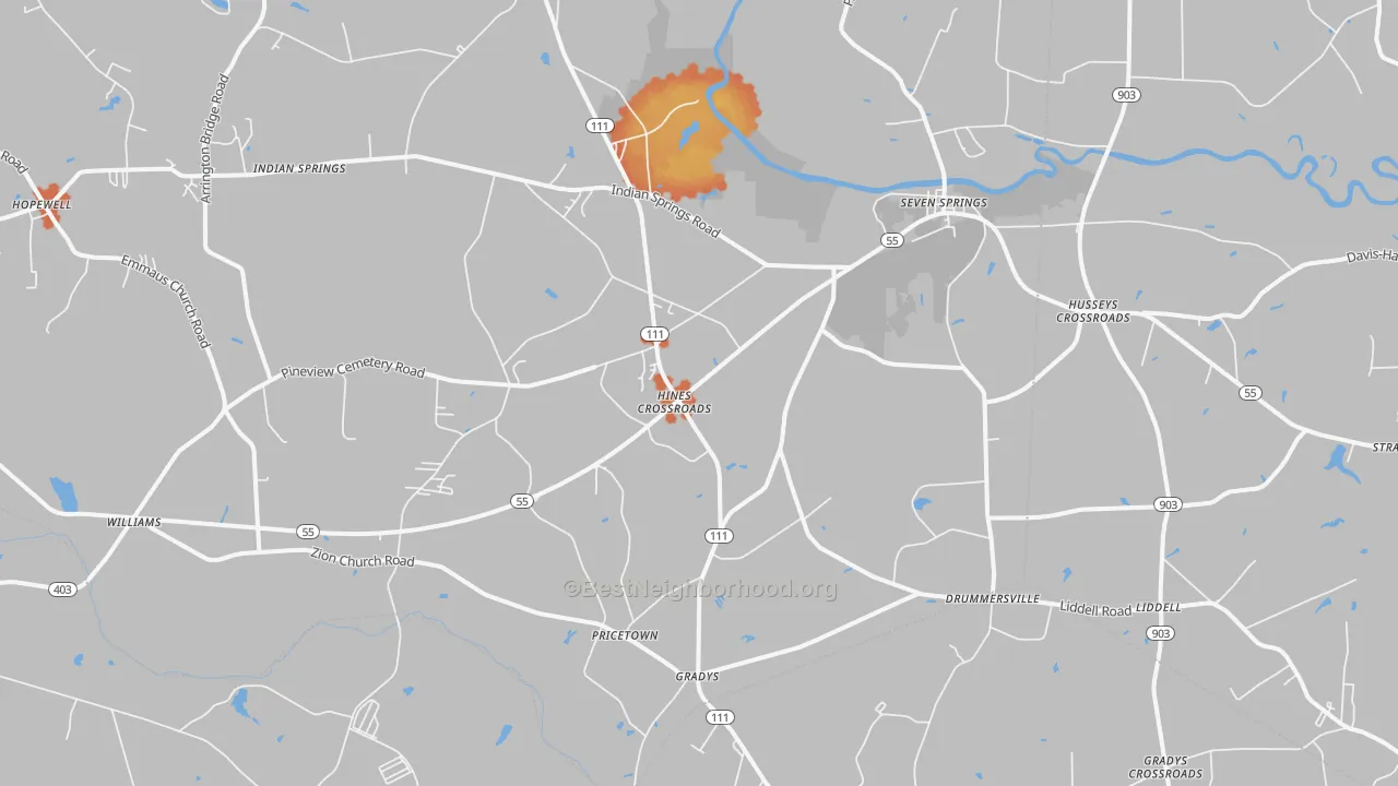 Bike Grade map of Seven Springs, NC