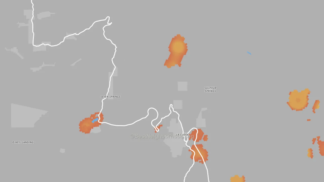 Bike Grade map of Seven Springs, NM