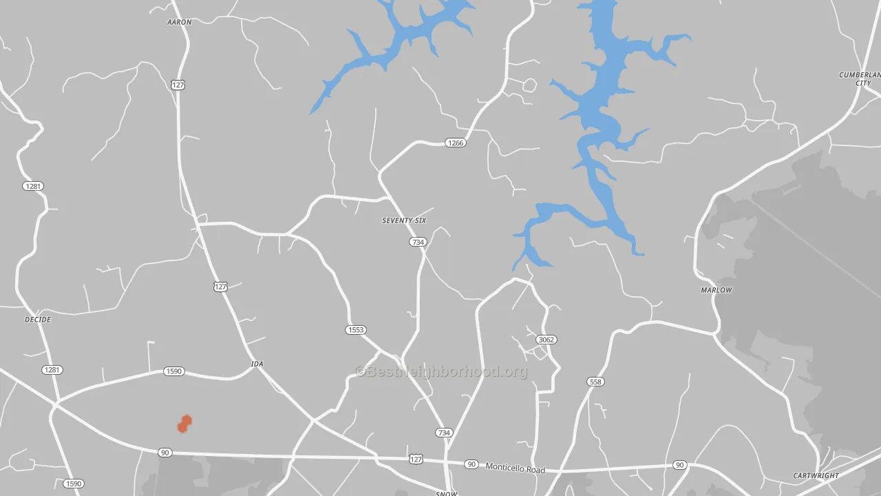 Bike Grade map of Seventy Six, KY