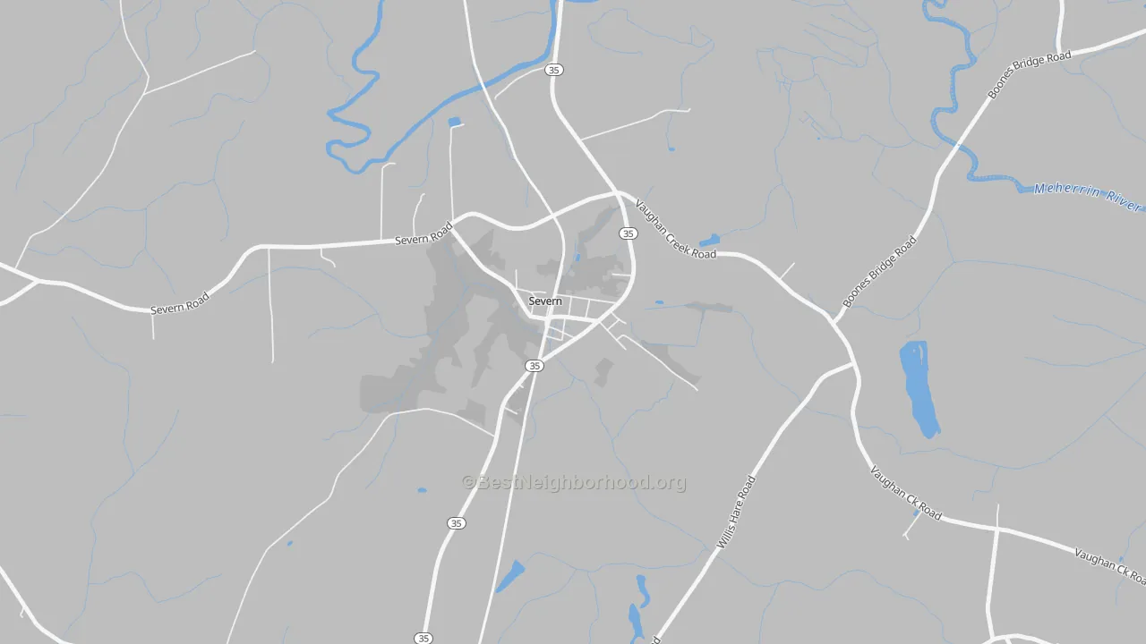 Bike Grade map of Severn, NC