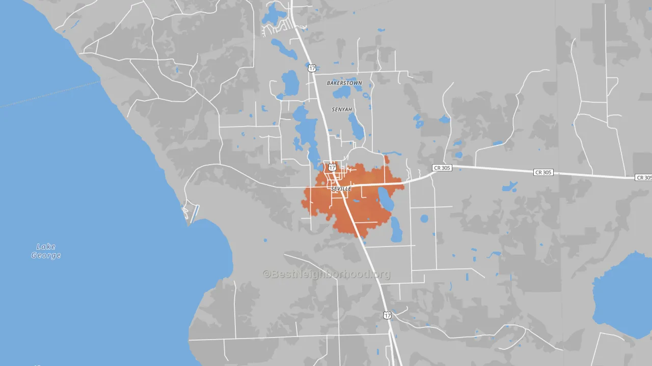 Bike Grade map of Seville, FL