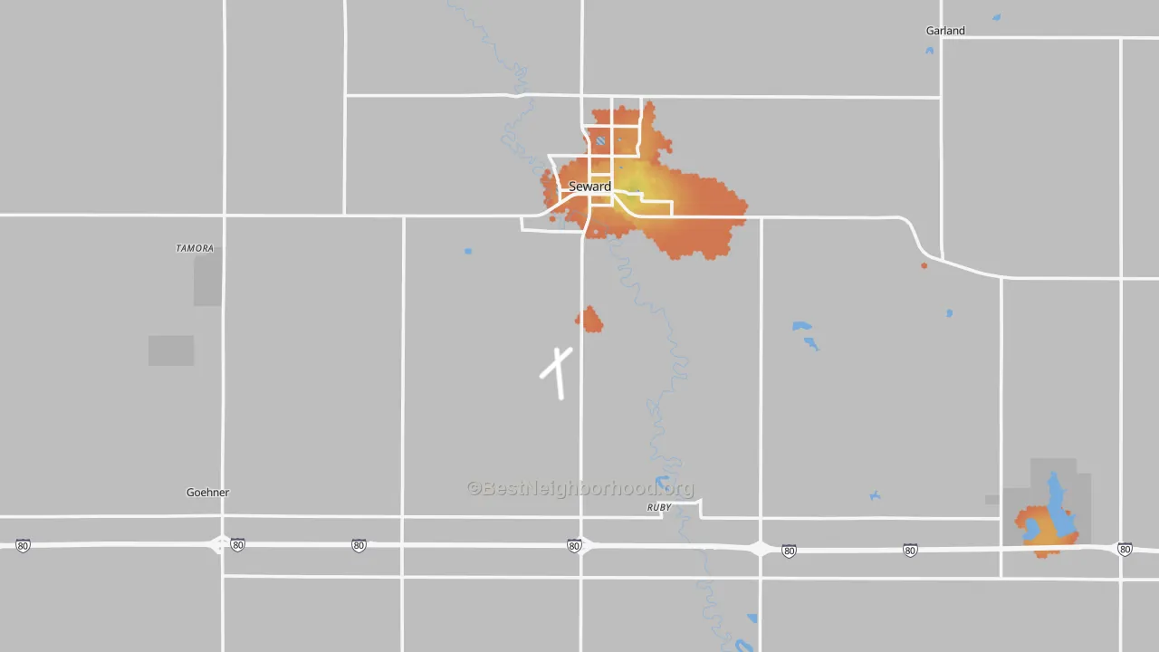 Bike Grade map of Seward County, NE