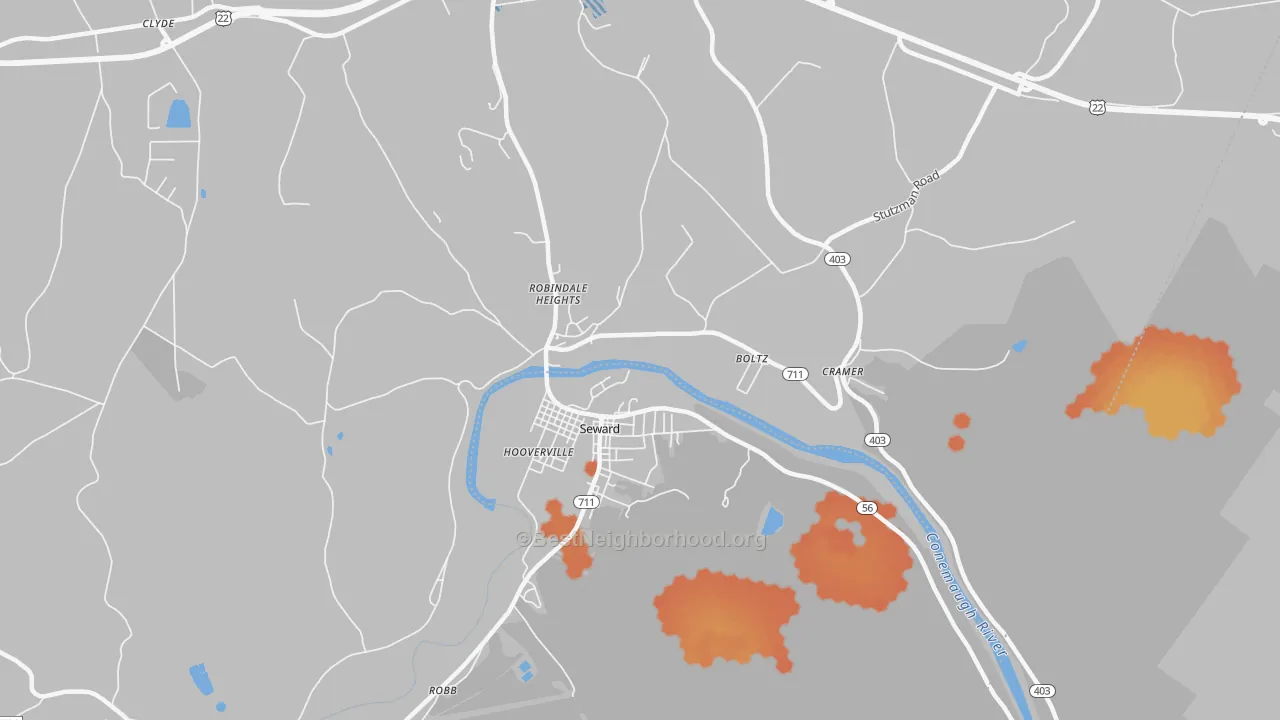 Bike Grade map of Seward, PA