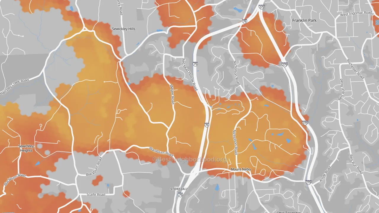 Bike Grade map of Sewickley Hills, PA