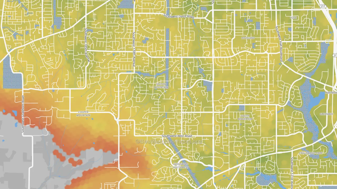 Bike Grade map of Sexton Mountain, Beaverton, OR