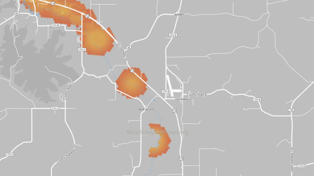 Bike Grade map of Sextonville, WI