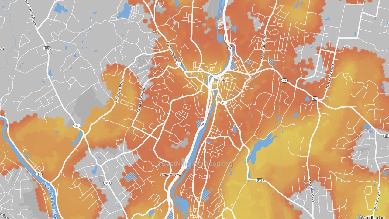 Bike Grade map of Seymour, CT
