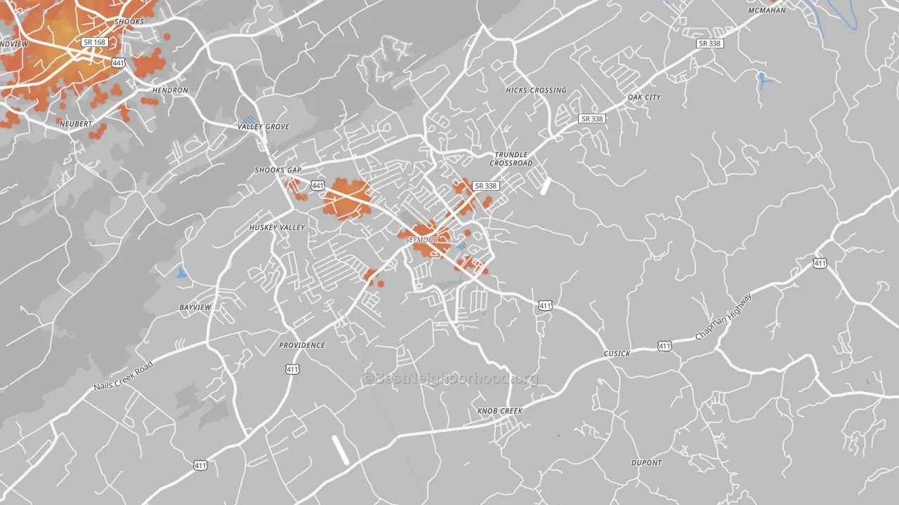 Bike Grade map of Seymour, TN