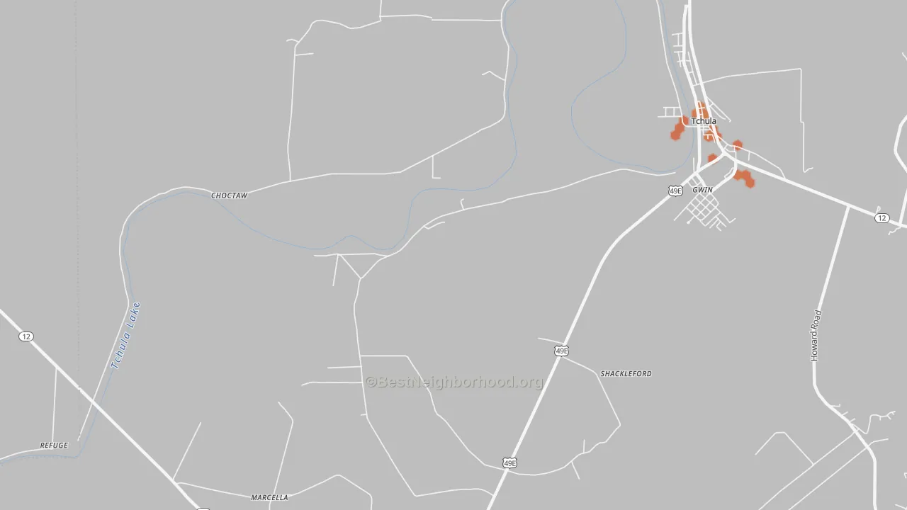 Bike Grade map of Shackleford, MS