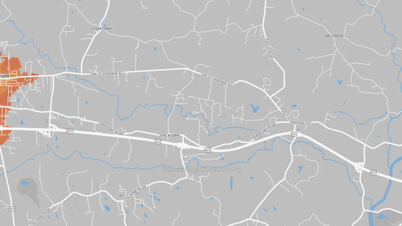 Bike Grade map of Shacktown, NC