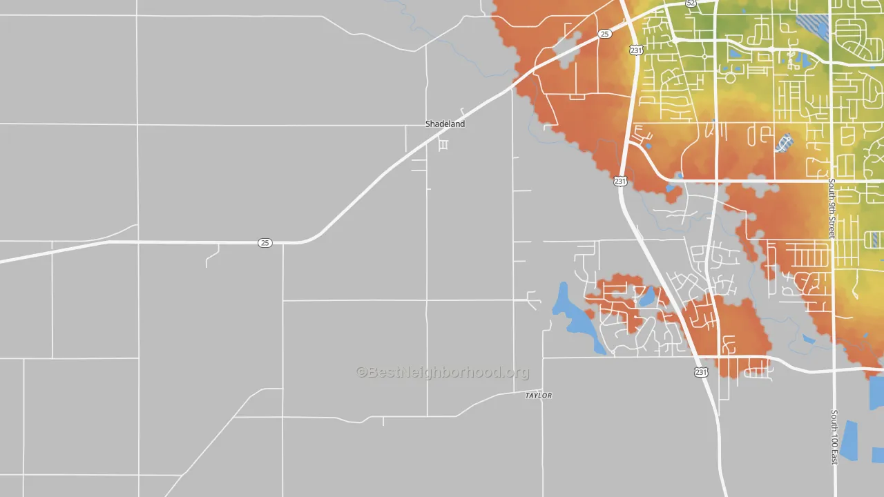 Bike Grade map of Shadeland, IN