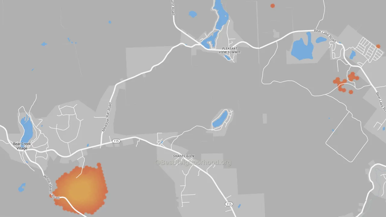Bike Grade map of Shades Glen, PA